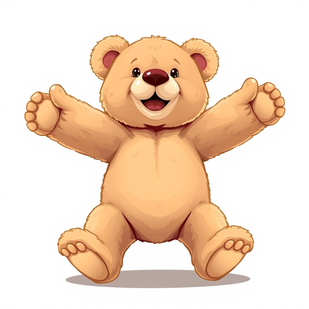 A 2D illustration of a teddy bear with its arms and legs stretched out in various directions