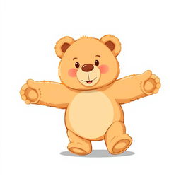 A 2D illustration of a teddy bear with its arms and legs stretched out in various directions