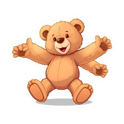 A 2D illustration of a teddy bear with its arms and legs stretched out in various directions