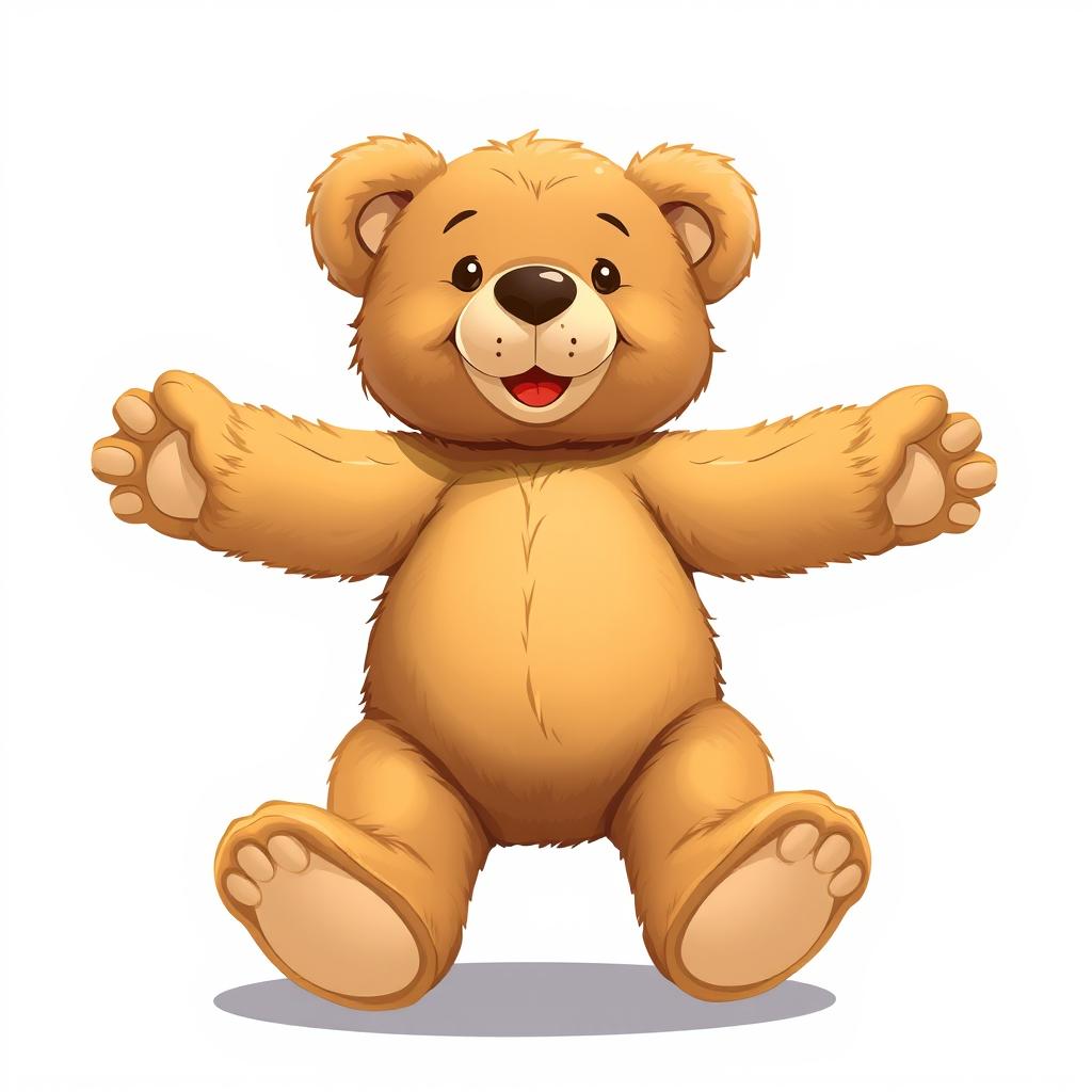 A 2D illustration of a teddy bear with its arms and legs stretched out in various directions