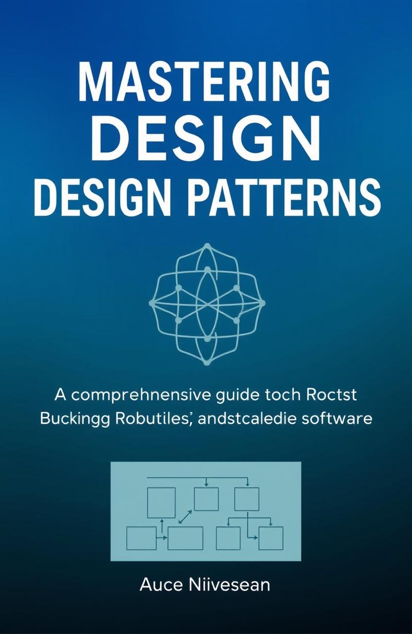 Create a book cover design for "Mastering Design Patterns" featuring a modern, sophisticated look