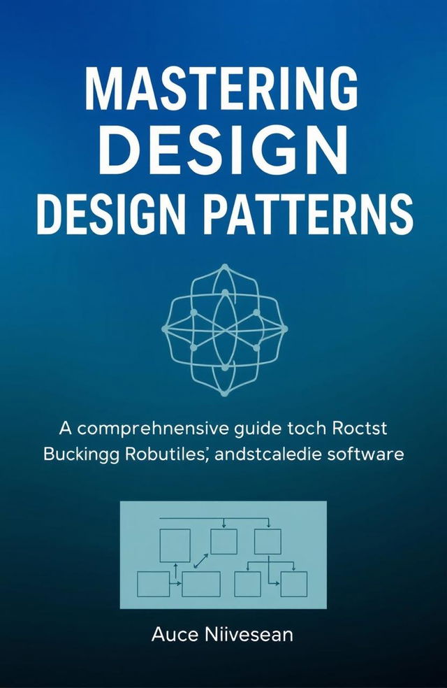 Create a book cover design for "Mastering Design Patterns" featuring a modern, sophisticated look