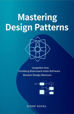 Create a book cover design for "Mastering Design Patterns" featuring a modern, sophisticated look