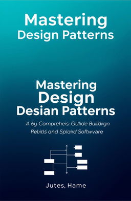 Create a book cover design for "Mastering Design Patterns" featuring a modern, sophisticated look