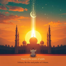 An artistic illustration representing the significance of prayer (salah) as the second pillar of Islam