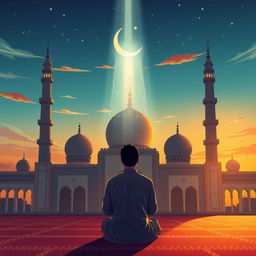 An artistic illustration representing the significance of prayer (salah) as the second pillar of Islam