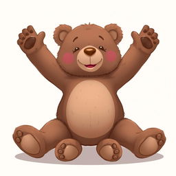 A 2D illustration of a mocha brown teddy bear with both arms and both legs stretched out in multiple directions