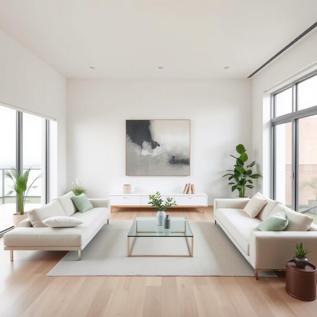 a minimalist living room featuring a sleek, contemporary design