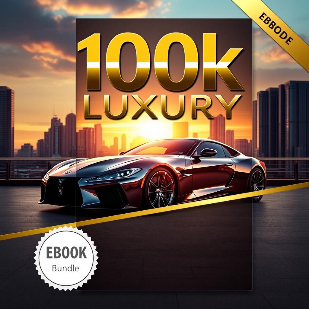 A luxurious and eye-catching eBook cover for the "100k Viral Luxury Reel Bundle"