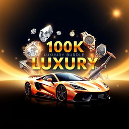 A captivating and luxurious ebook cover for a title '100K Viral Luxury Reel Bundle'