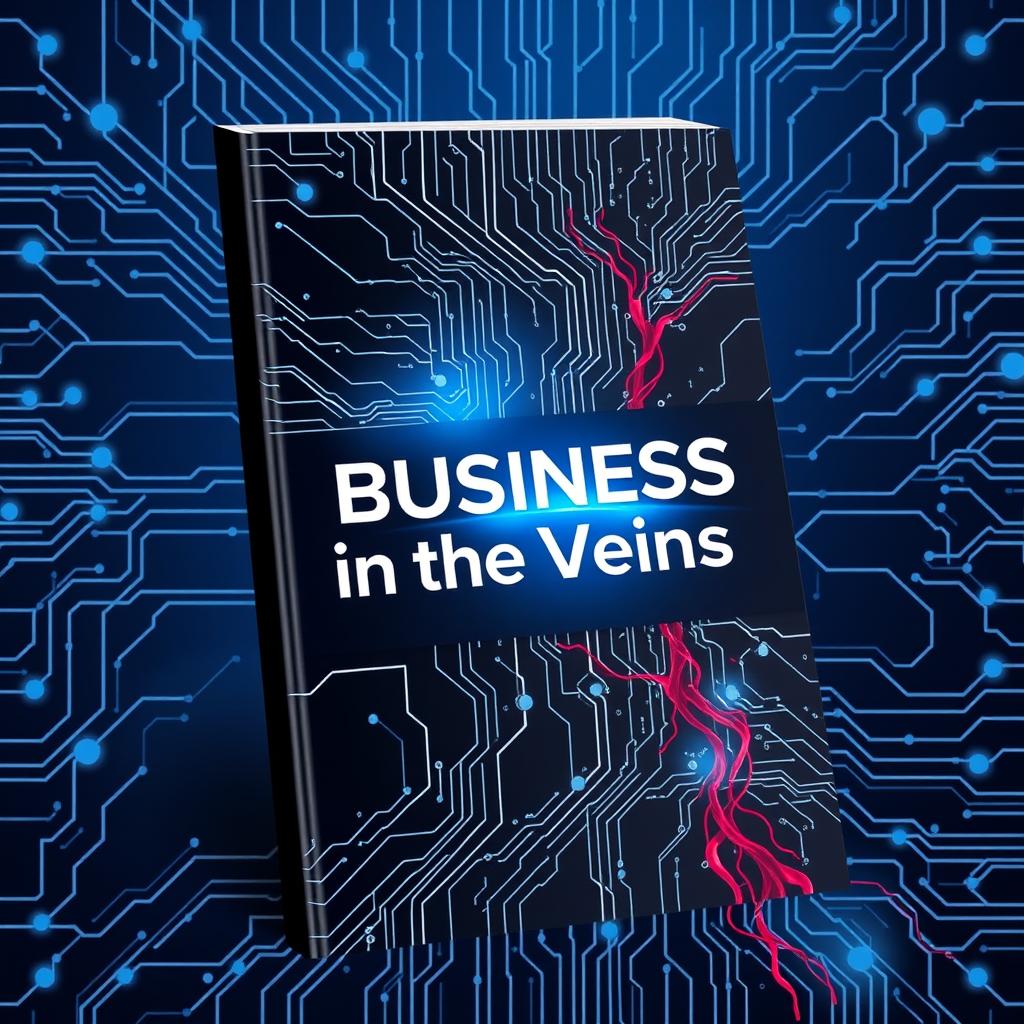 A 3D ebook cover for "Business in the Veins," featuring an abstract design that symbolizes the dynamic and interconnected nature of modern business
