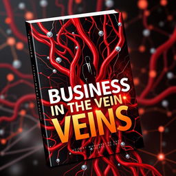 Design a 3D ebook cover for "Business in the Veins" featuring a surreal image of intertwined human veins embedded with circuit-like patterns running through them