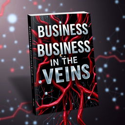 Design a 3D ebook cover for "Business in the Veins" featuring a surreal image of intertwined human veins embedded with circuit-like patterns running through them