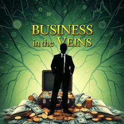 A captivating book cover for 'Business in the Veins', showcasing the essence of business and finance