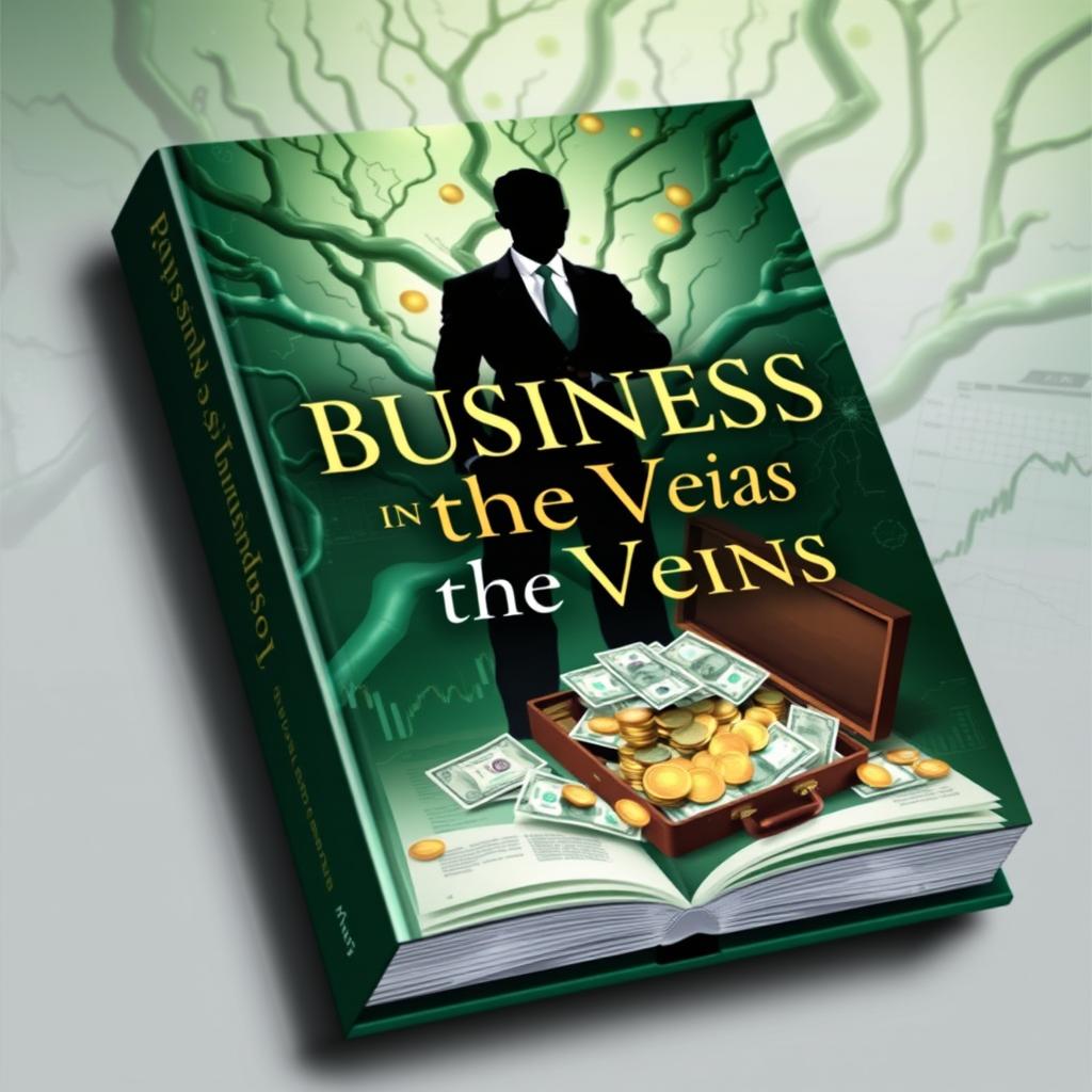 A captivating book cover for 'Business in the Veins', showcasing the essence of business and finance