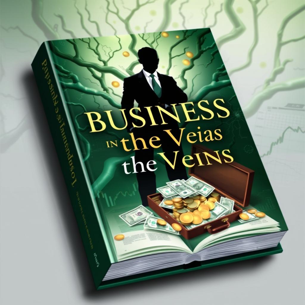 A captivating book cover for 'Business in the Veins', showcasing the essence of business and finance