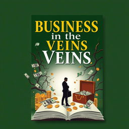 A captivating book cover for 'Business in the Veins', showcasing the essence of business and finance