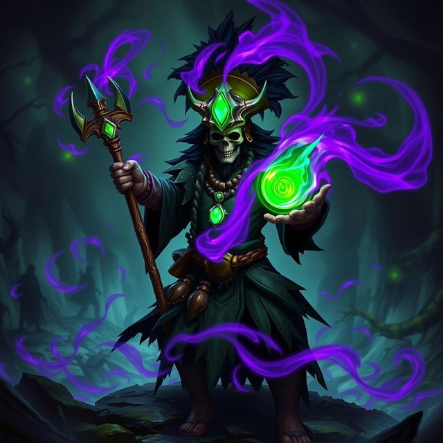 Witch Doctor from Dota 2 casting a spell on the battlefield