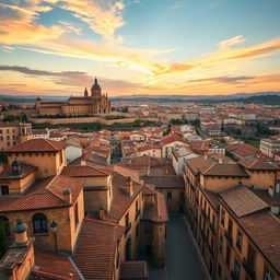 A breathtaking view of the city of Toledo, showcasing its historic skyline with the Alcázar and Toledo Cathedral prominently featured