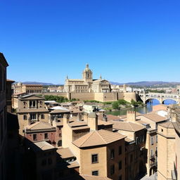 A scenic view of Toledo, highlighting its historic architecture with the majestic Alcázar and Toledo Cathedral as central features