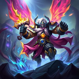 Dota 2 hero, vibrant fantasy battlefield, intense action, engaging character design, epic armor and weapons, radiant magical abilities, captivating lighting