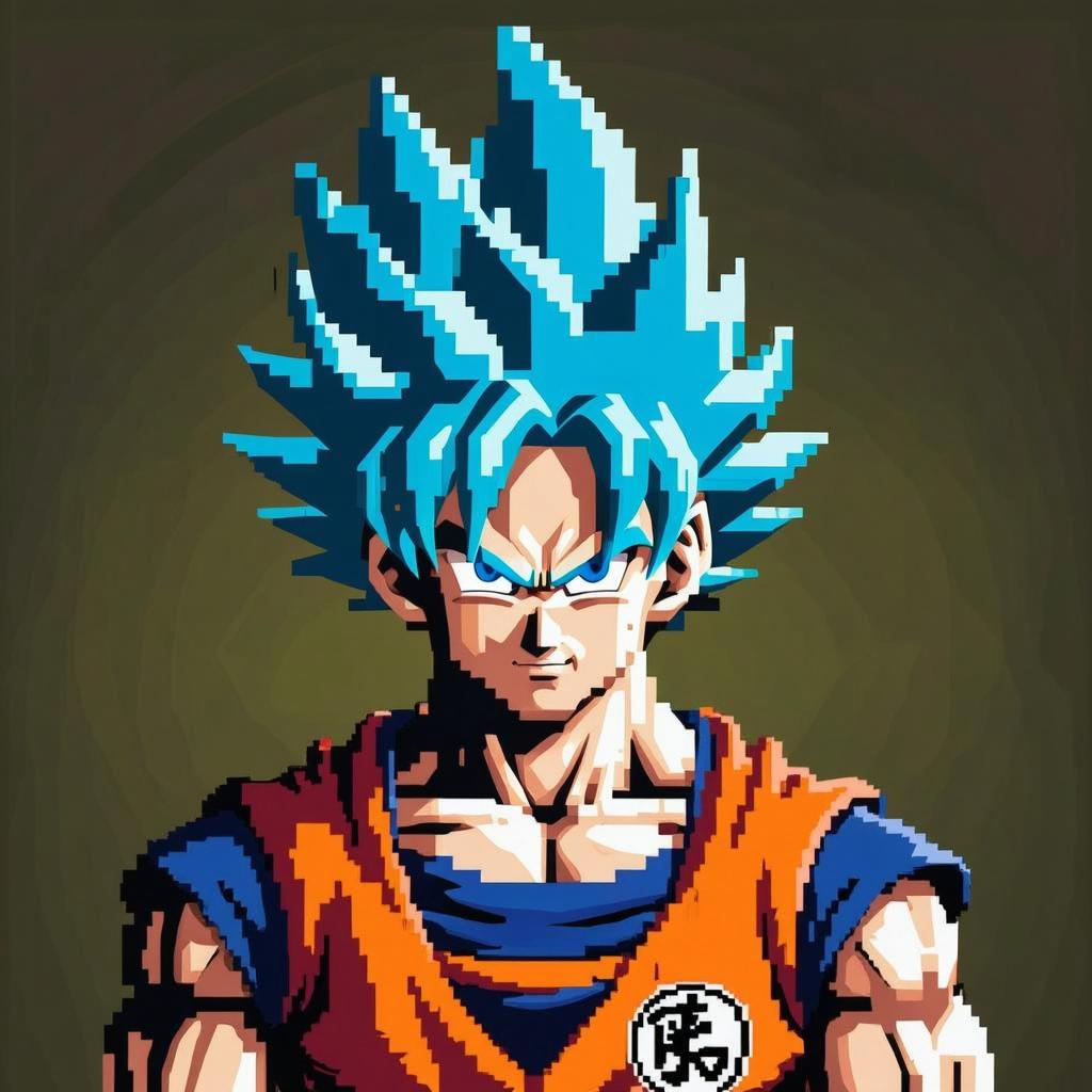 Trunks with Super Saiyan Red hair style in pixel art