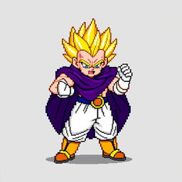 Majin Buu depicted as a Super Saiyan in 8-bit pixel art style