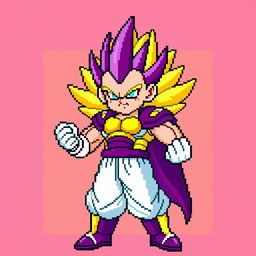 Majin Buu depicted as a Super Saiyan in 8-bit pixel art style