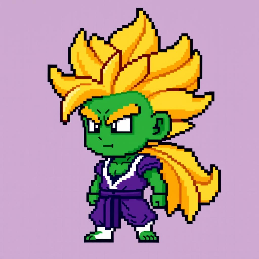 Piccolo as a Super Saiyan, depicted in 8-bit pixel art style