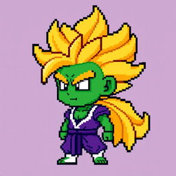 Piccolo as a Super Saiyan, depicted in 8-bit pixel art style