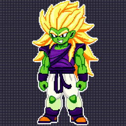 Piccolo as a Super Saiyan, depicted in 8-bit pixel art style