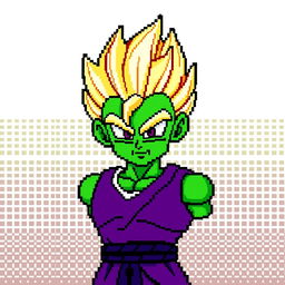 Piccolo as a Super Saiyan, depicted in 8-bit pixel art style