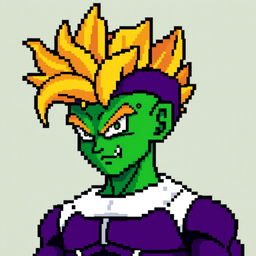 Piccolo as a Super Saiyan, depicted in 8-bit pixel art style