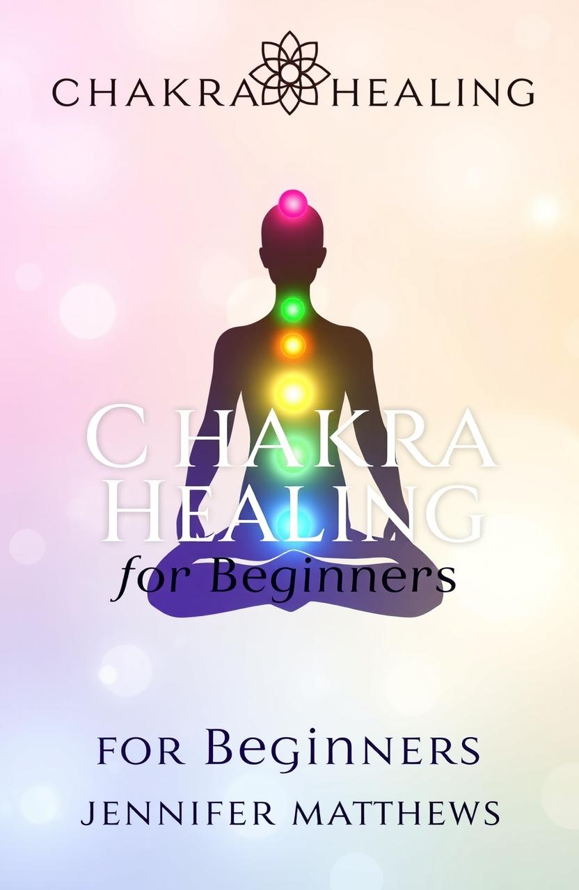 A metaphysical book cover for "Chakra Healing for Beginners" by Jennifer Matthews