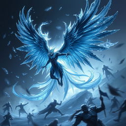 Anivia, the Cryophoenix, enveloped in black frost, executing a spectacular pentakill in the midst of an epic battle