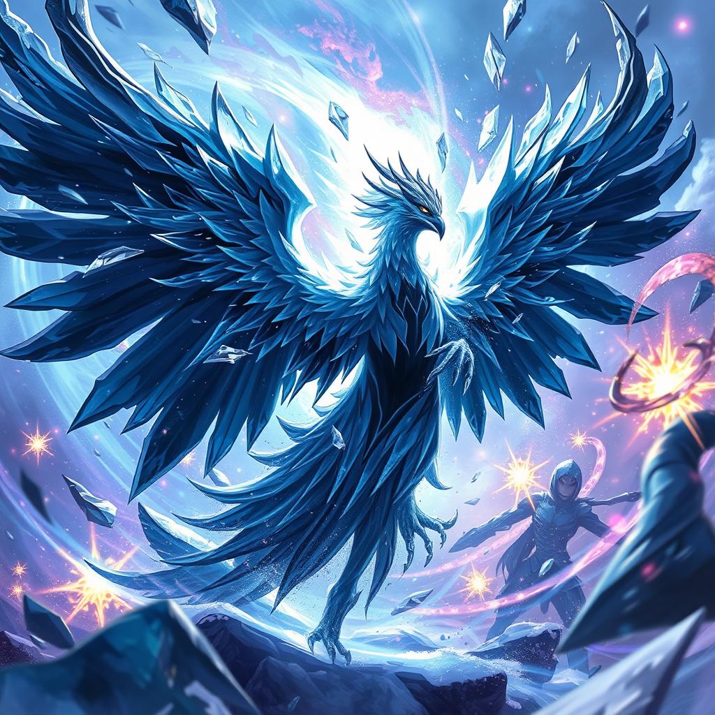 Anivia, the Cryophoenix, enveloped in black frost, executing a spectacular pentakill in the midst of an epic battle