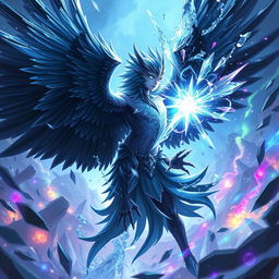 Anivia, the Cryophoenix, enveloped in black frost, executing a spectacular pentakill in the midst of an epic battle