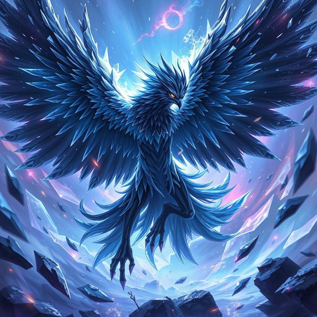 Anivia, the Cryophoenix, enveloped in black frost, executing a spectacular pentakill in the midst of an epic battle