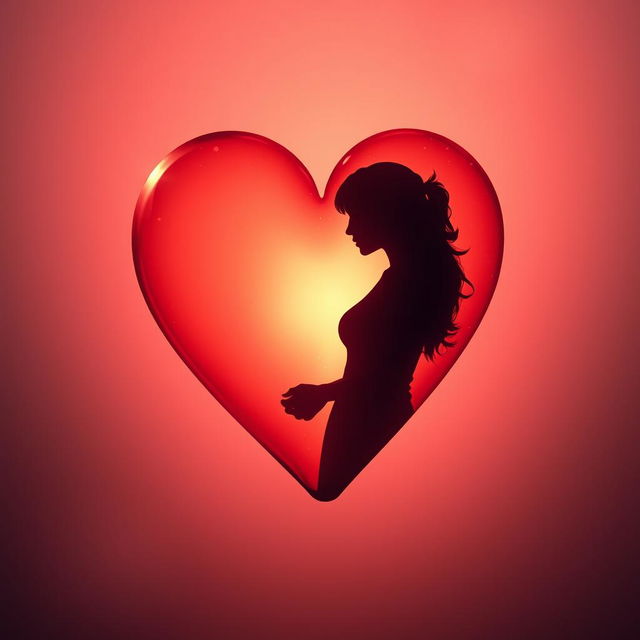 A heart in the shape of the silhouette of a woman, embodying feelings of being lost and full of remorse