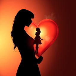 A heart in the shape of the silhouette of a woman, embodying feelings of being lost and full of remorse