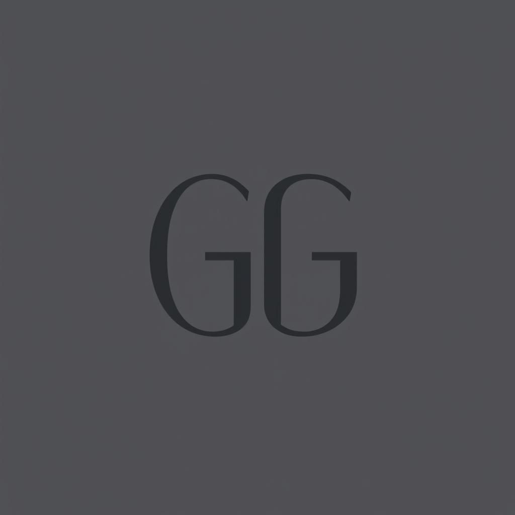 A monogram design featuring the letters GG intertwined in a sleek, minimalist serif font