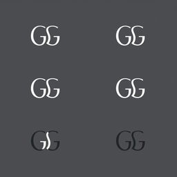 A series of monogram designs featuring the letters GG intertwined in a sleek, minimalist serif font