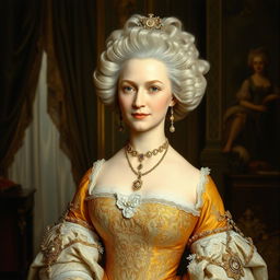 A regal portrait of an 18th-century aristocratic woman, exuding elegance and sophistication