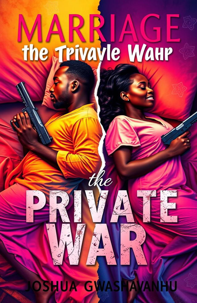 A vibrant and colorful novel cover for the book titled 'Marriage the Private War'