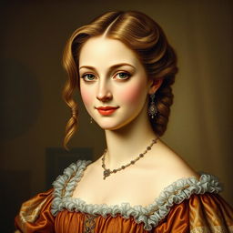 An elegant and detailed portrait of a woman from the Italian Renaissance, exuding grace and sophistication