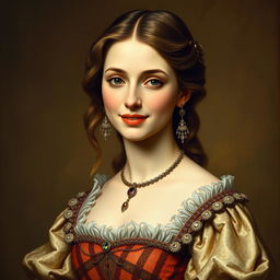 An elegant and detailed portrait of a woman from the Italian Renaissance, exuding grace and sophistication