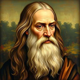 A detailed and realistic portrait of Leonardo da Vinci, capturing his thoughtful and intelligent expression