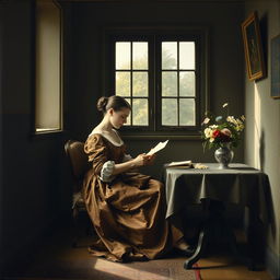 A 17th-century Dutch genre painting in the style of Johannes Vermeer, depicting an intimate indoor scene