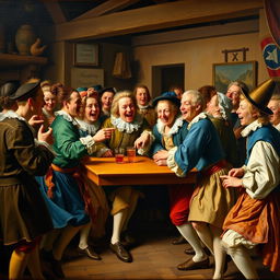 A 17th-century Dutch genre painting in the style of Frans Hals, showcasing a lively and spirited scene