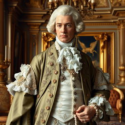 A distinguished 18th century French aristocrat, embodying the opulence and sophistication of the era